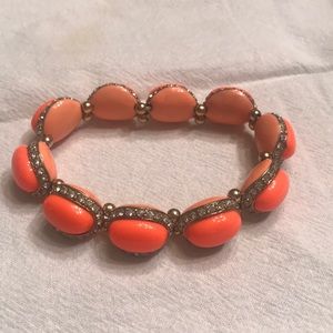 Orange/coral/rhinestone jcrew bracelet